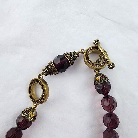 HEIDI DAUS Long Purple Crystal Beaded Formal Necklace Retired 24" Layering - Picture 6 of 8
